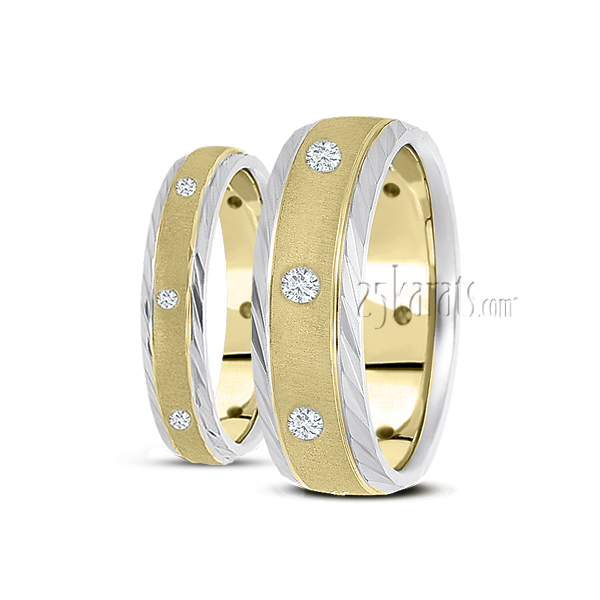 Attractive Stone Finish Diamond Wedding Ring Set - view 3