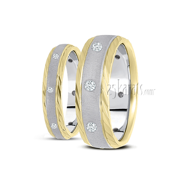 Attractive Stone Finish Diamond Wedding Ring Set - view 4