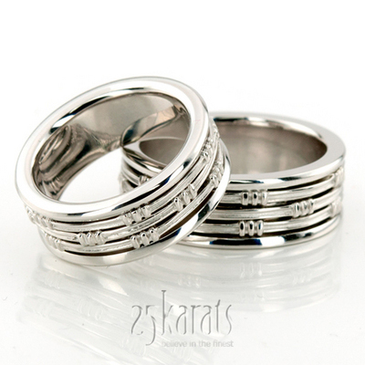 Elegant Modern Handcrafted Wedding Band Set - view 2