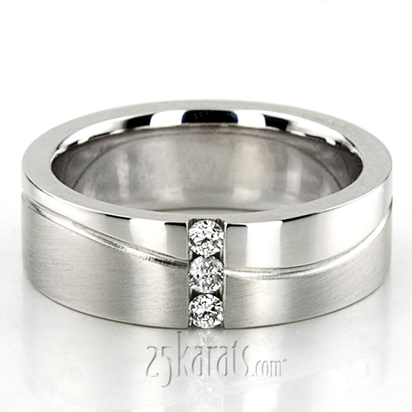 Wave Design Couples Diamond Wedding Ring Set - view 1