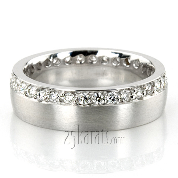 Grooved Diamond Wedding Band Set - view 2