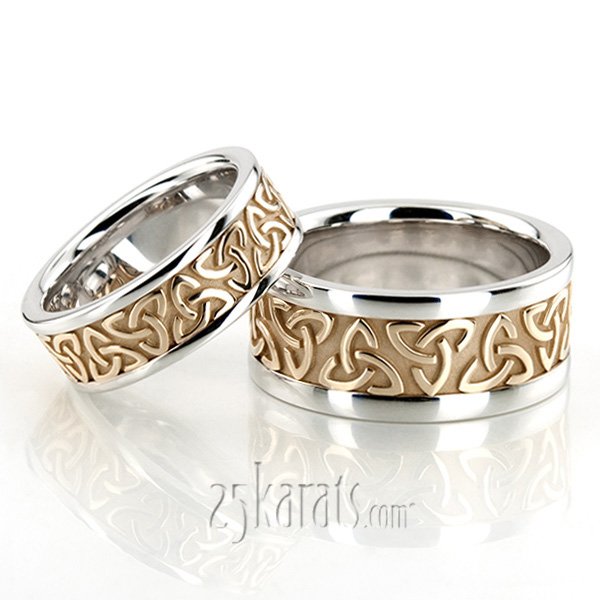 HH-HC100222 14K Gold Celtic Knot Wedding Ring Set