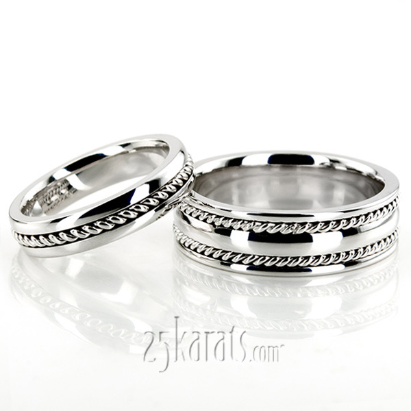 Handcrafted Braided Couples Wedding Band Set - view 2