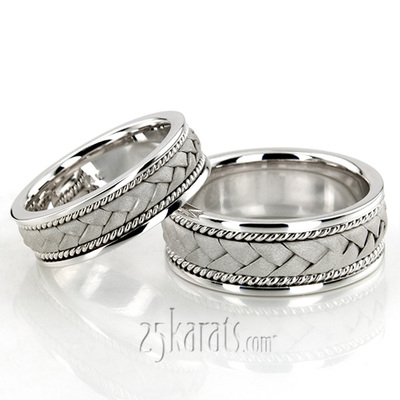 Braided Two-Tone Handmade Wedding Ring Set - view 4 of 5