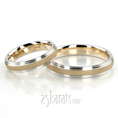 Double Step Edge Carved Design Wedding Band Set - view 3 of 5