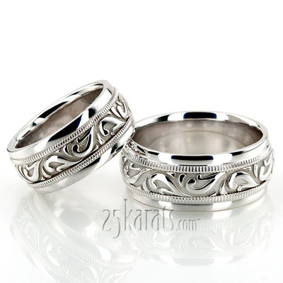 Elegant Antique Design Wedding Rings Set - view 1 of 4