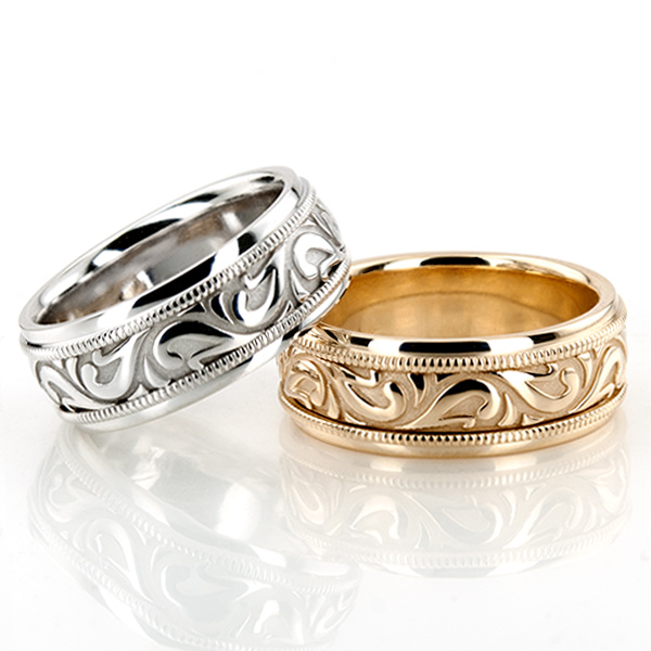 Elegant Antique Design Wedding Rings Set - view 2