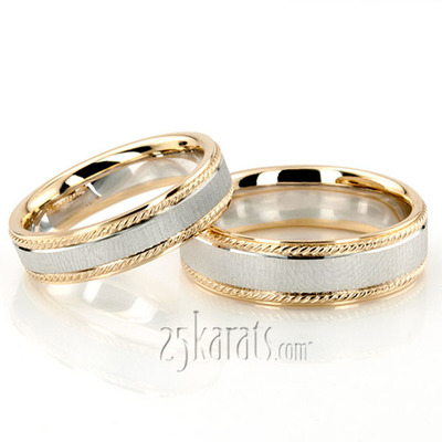 Step Edge Basic Design Wedding Band Set - view 2 of 2