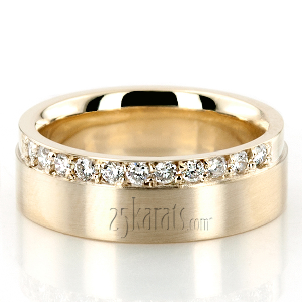 Bright Cut Micro Pave Set Diamond Wedding Band Set - view 6