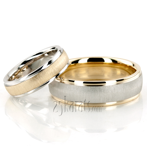 Brushed Basic Designer Wedding Band Set - view 2