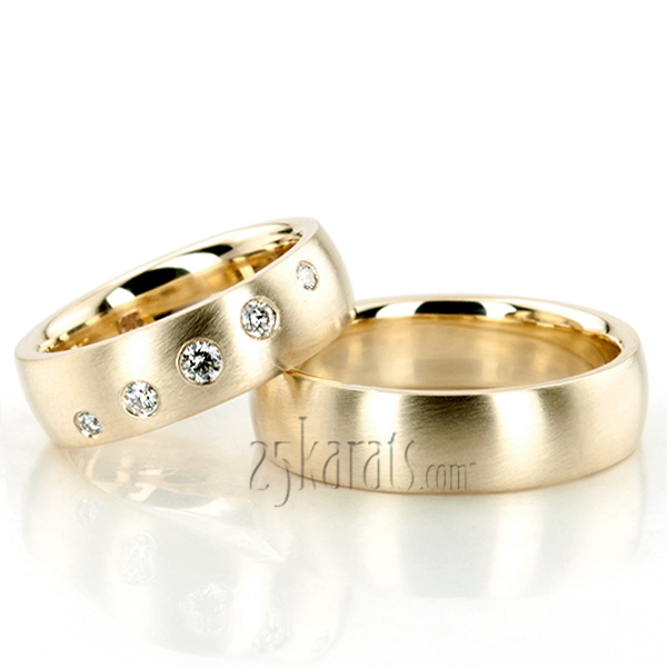 Low Dome Diamond Wedding Ring Set - view 3