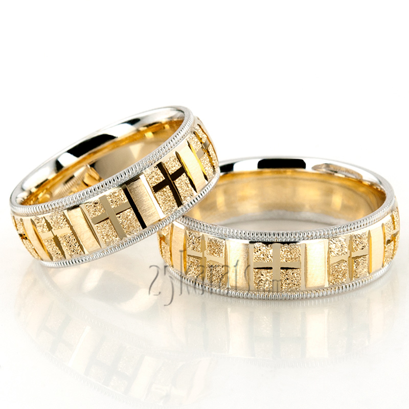 Exquisite Religious Wedding Ring Set - view 2