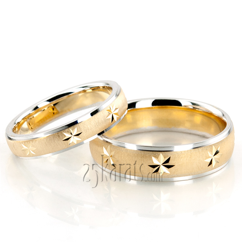 Step Edge Cross-satin Basic Design Wedding Ring Set - view 2