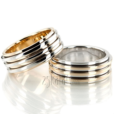 Chic Shiny Basic Designer Wedding Ring Set - view 2 of 2