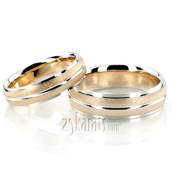 Fine Brush Finish Basic Designer Wedding Ring Set - view 3