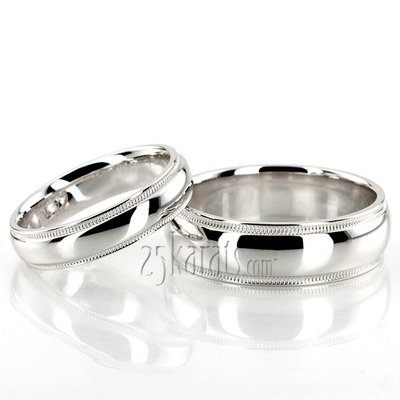 Milgrain Step Edge Diamond Cut Wedding Band Set - view 5 of 5