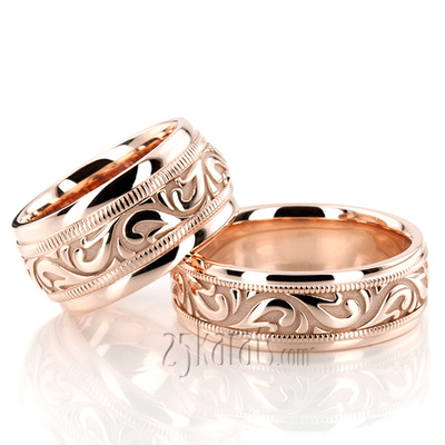 Elegant Antique Design Wedding Rings Set - view 3 of 4