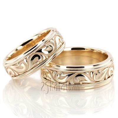 Elegant Antique Design Wedding Rings Set - view 4 of 4