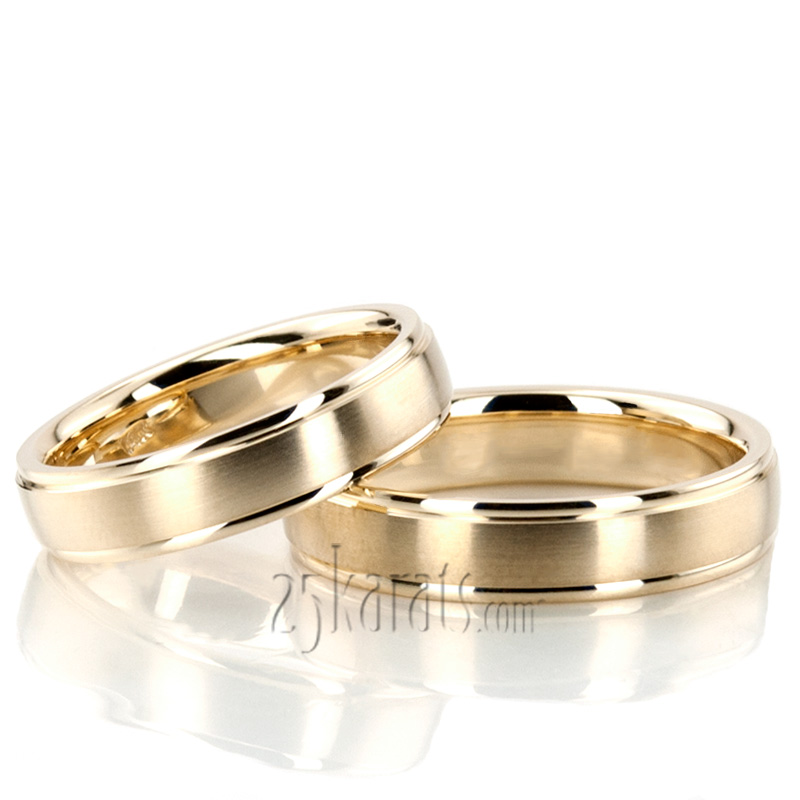 Classic Round Satin Finish Wedding Band Set - view 3