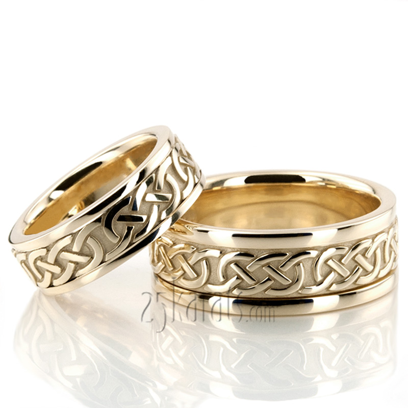 Handcrafted Celtic Wedding Ring Set - view 3