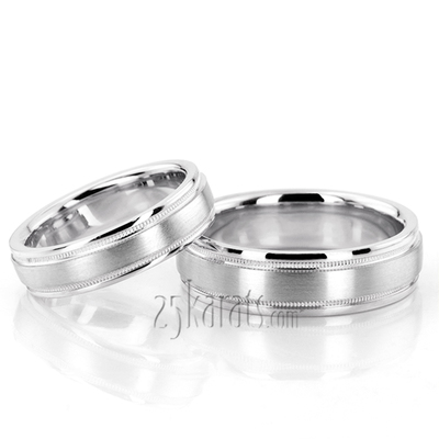 Two-Color Brush Finish Milgrain Wedding Ring Set - view 3 of 3