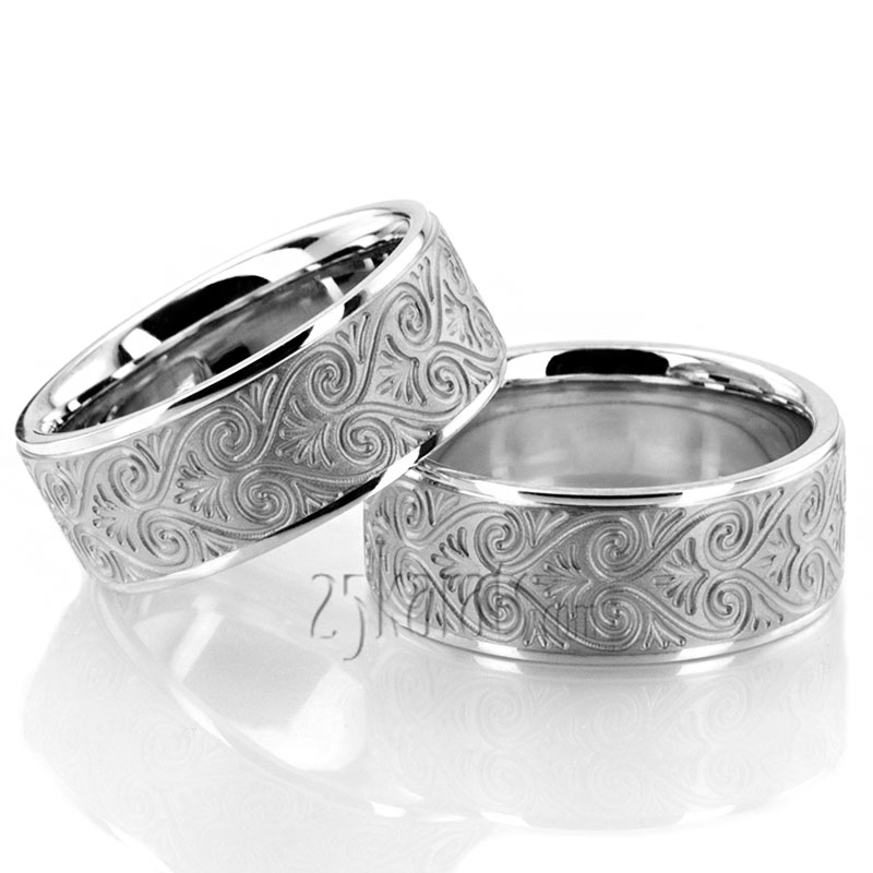 Lovely Heart Pattern Wedding Band Set - view 2