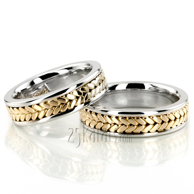 Exclusive Bright Edge Hand Woven Wedding Ring Set - view 1 of 2