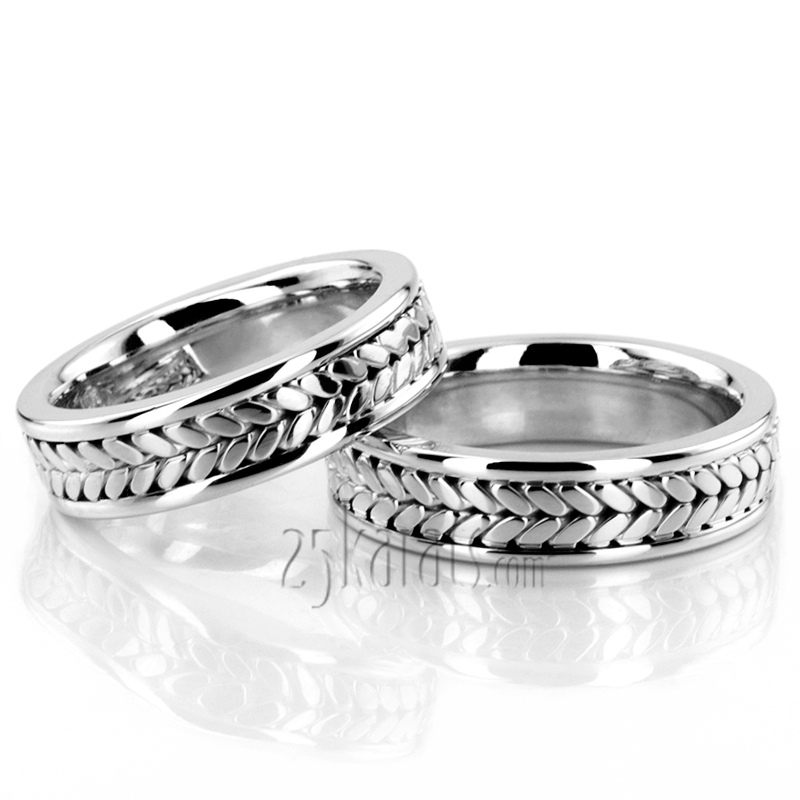 Exclusive Bright Edge Hand Woven Wedding Ring Set - view 2