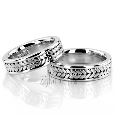 Exclusive Bright Edge Hand Woven Wedding Ring Set - view 2 of 2