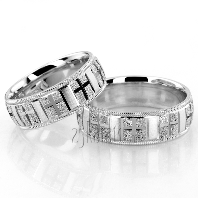 Exquisite Religious Wedding Ring Set - view 3