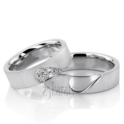 Two Pieces Matching Heart Design Wedding Band Set - view 3 of 4