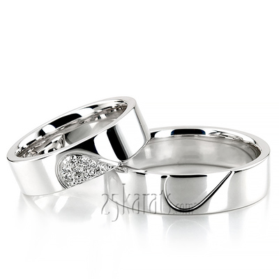 Two Pieces Matching Heart Design Wedding Band Set - view 4 of 4