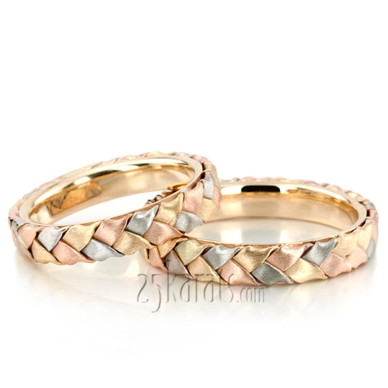 14K Tri-Color Gold Braided Wedding Band : : Clothing, Shoes &  Accessories