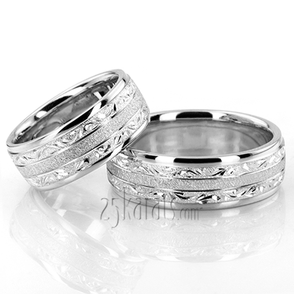 Exclusive Floral Design Wedding Rings Sets - view 2