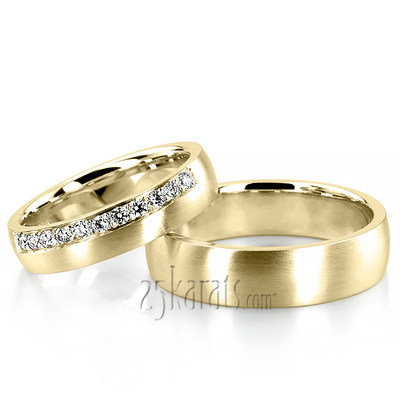 Low Dome Diamond Wedding Band Set - view 2 of 2