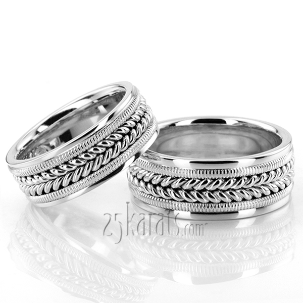 Attractive Beaded Hand Woven Unique Wedding Rings  - view 2