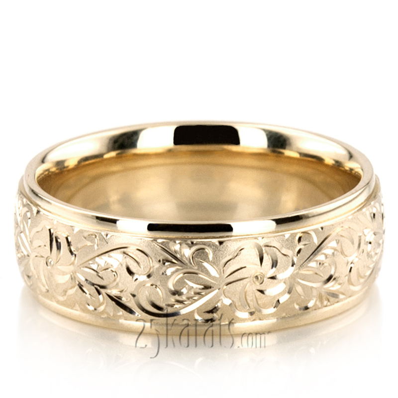 Floral Fancy Cut Wedding Ring Set - view 2