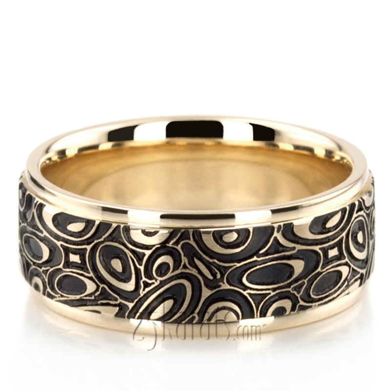 Marbling Pattern Designer Wedding Band Set - view 3