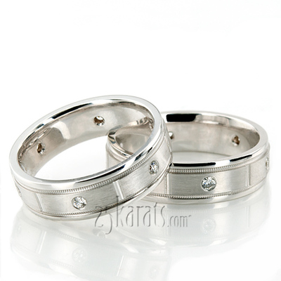 Shiny Edge Milgrain Diamond Wedding Ring Set - view 1 of 3