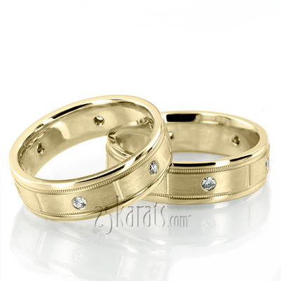 Shiny Edge Milgrain Diamond Wedding Ring Set - view 2 of 3