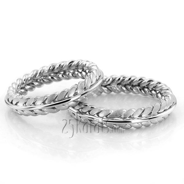 Double Braided Wedding Band Set - view 2