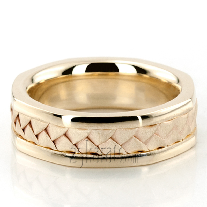 Hexagonal Hand Woven Wedding Band Set - view 3