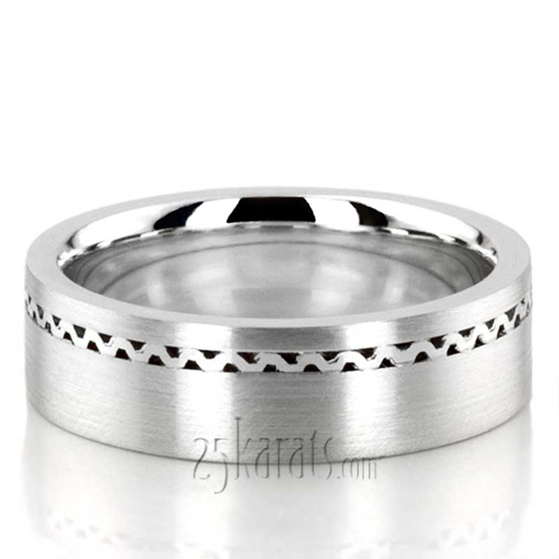 Wave Motif Wedding Band Set - view 2