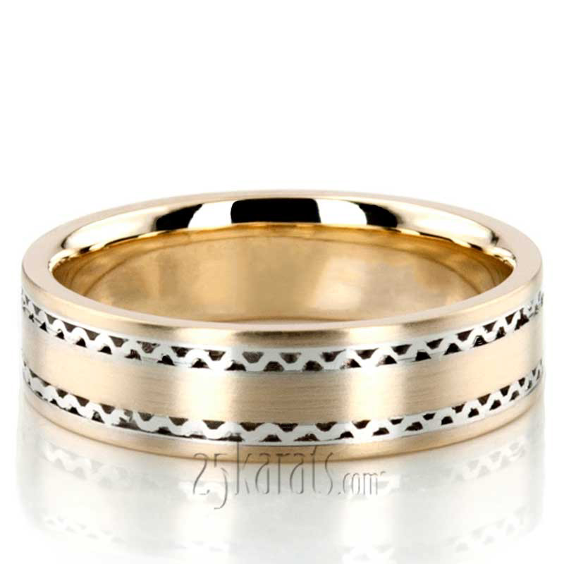 Wave Motif Wedding Band Set - view 3