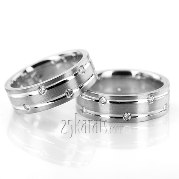 Diamond Classic Round Wedding Band Set - view 3