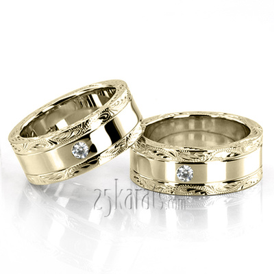 Floral Design Diamond Wedding Band Set - view 2 of 3