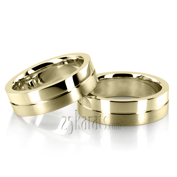 Exclusive Symmetrical Diamond Cut Wedding Band Set - view 2