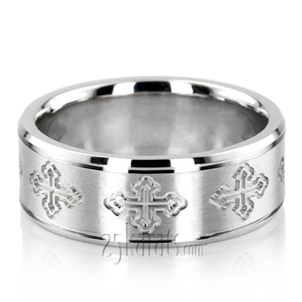 Cross Cut Designer Wedding Band Set - view 3