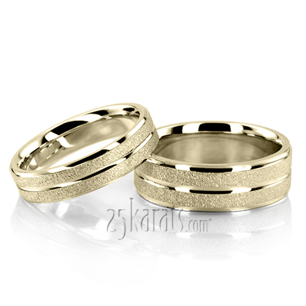 Stylish Carved Design Wedding Ring Set - view 2