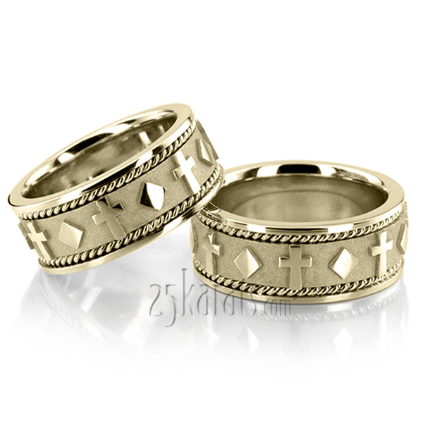 Exclusive Religious Wedding Band Set - view 2